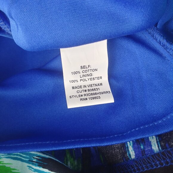 Rabbit Rabbit Rabbit blue green cotton dress shell buttons 12 Petite - Picture 3 of 13